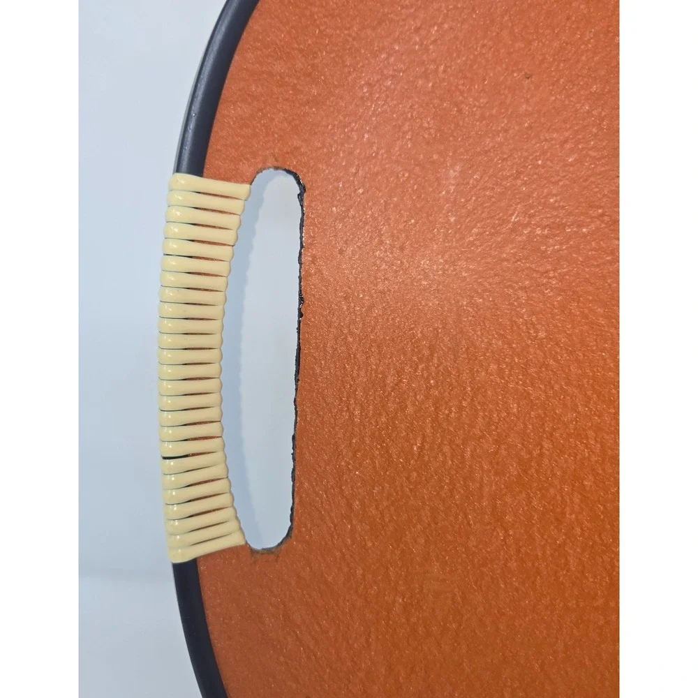 Tilso Serving Tray Fiberboard Orange Black Bird Rattan Wrapped Handles 18.5